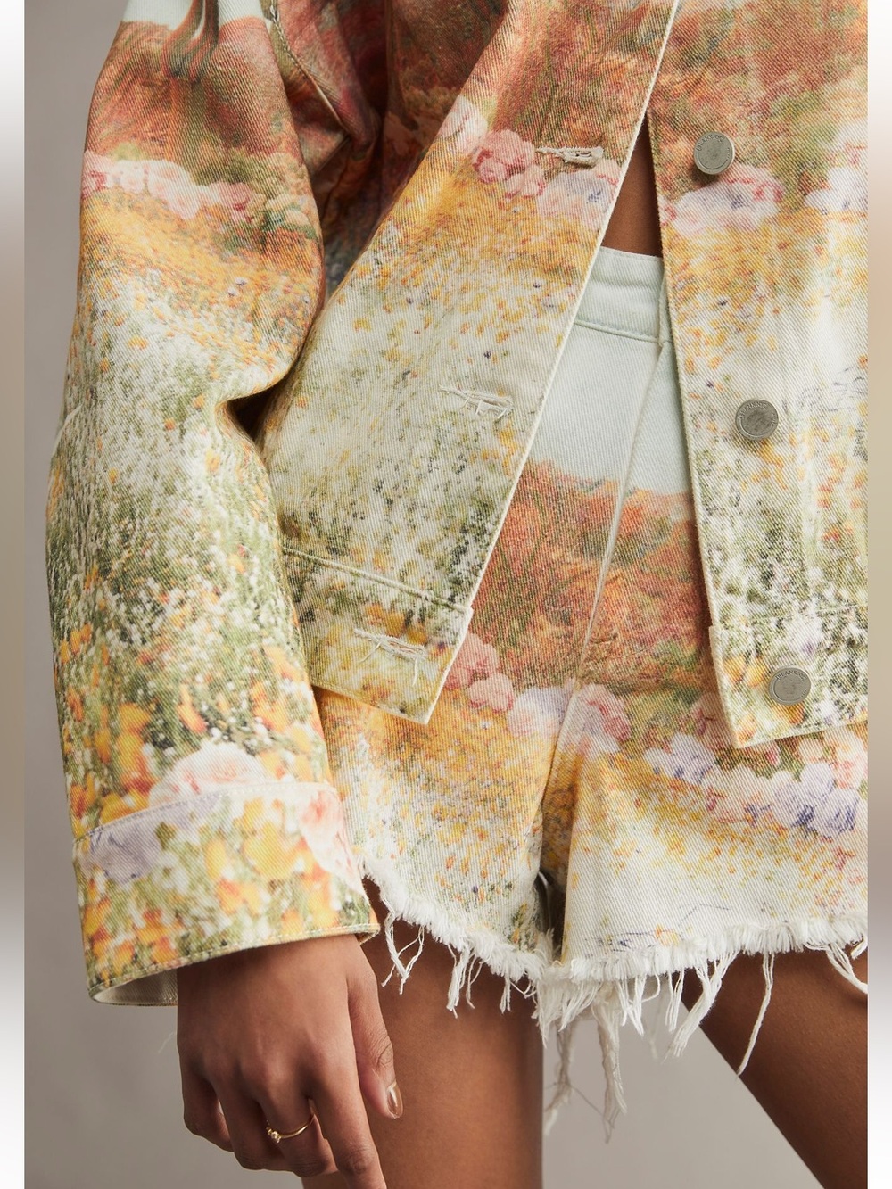 Blank NYC the barrow Desert Print High-Rise Denim Shorts in Faded Cream